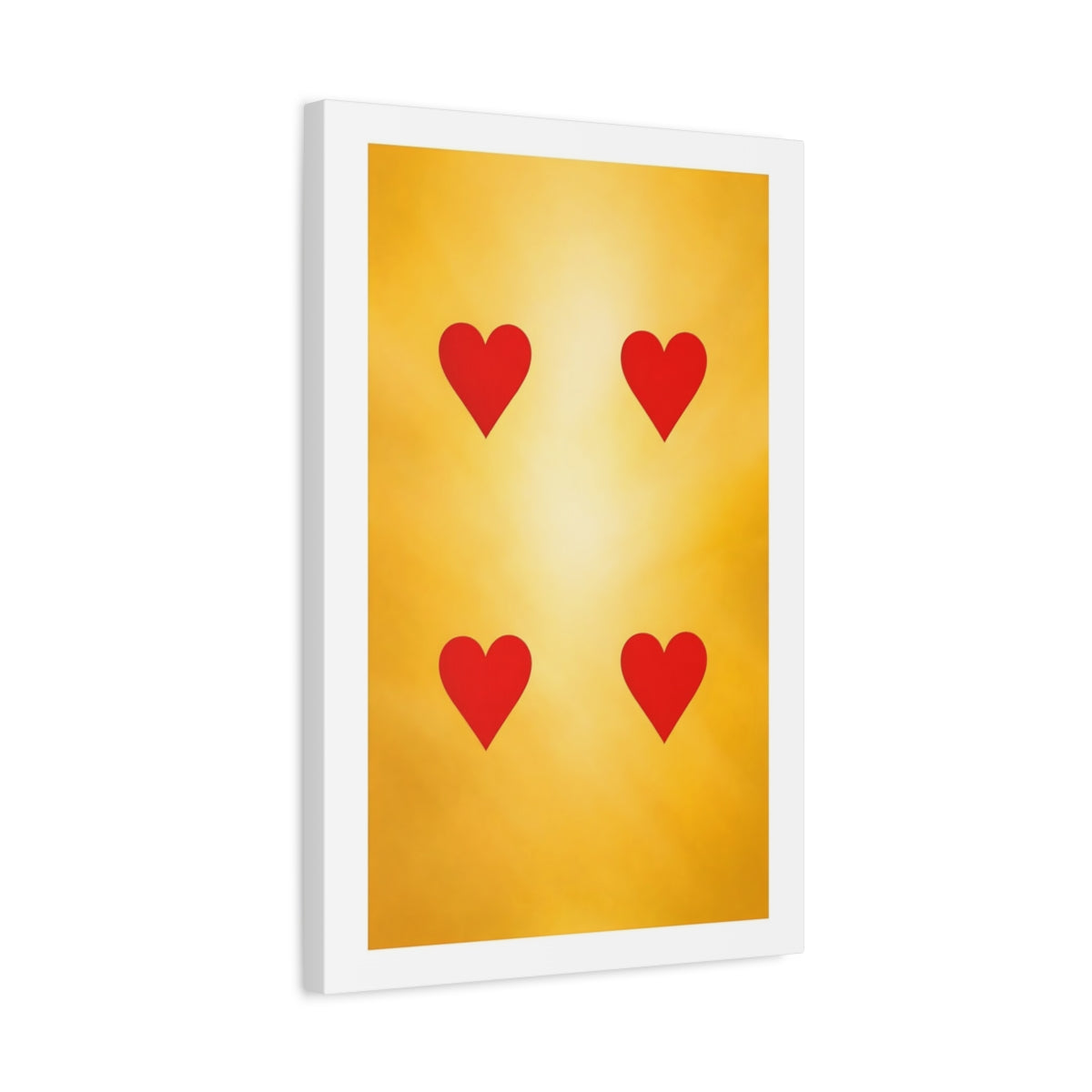 Side Mockup 3. Abstract Hearts Red And Gold shown as stretched canvas wall art