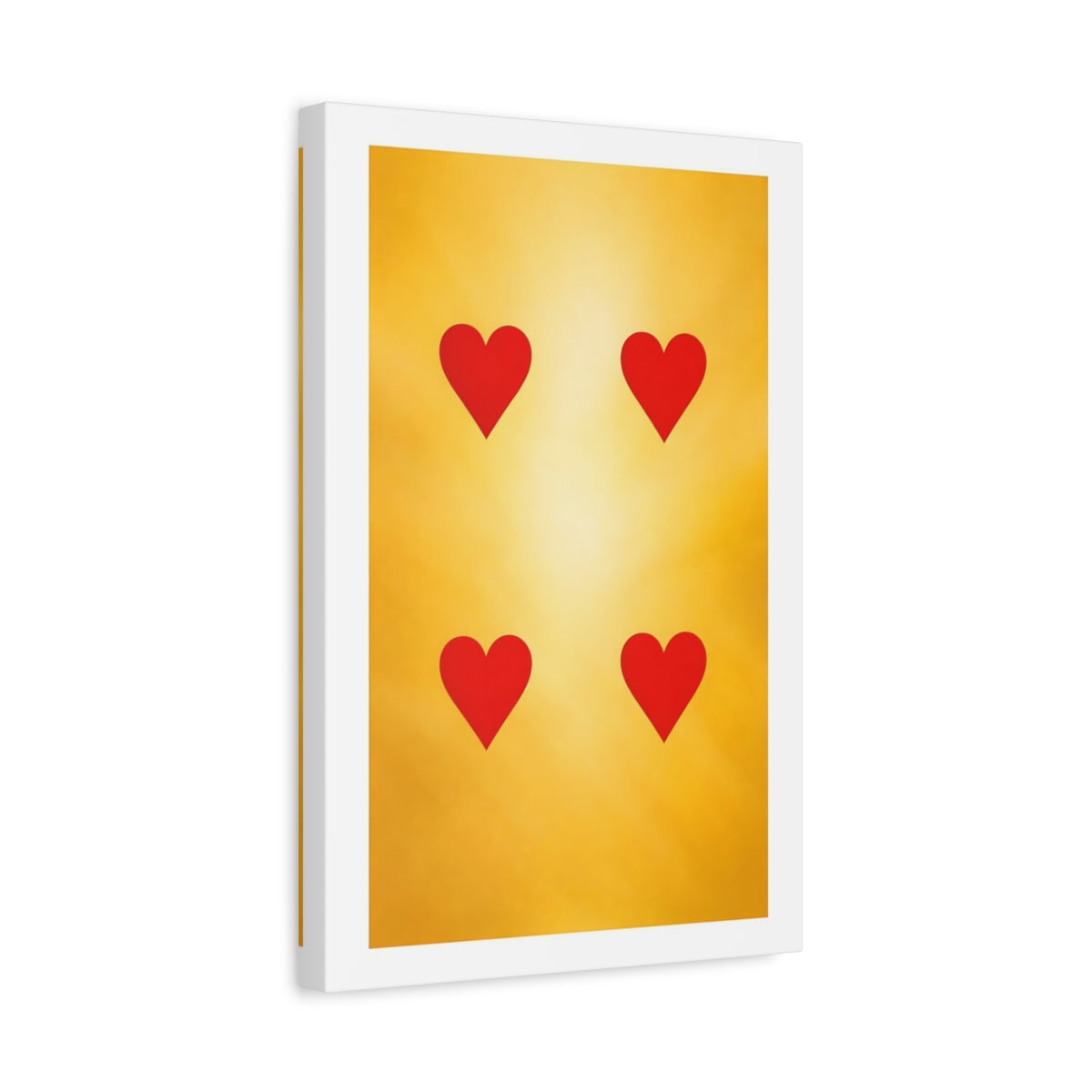 Side Mockup 4. Abstract Hearts Red And Gold shown as stretched canvas wall art
