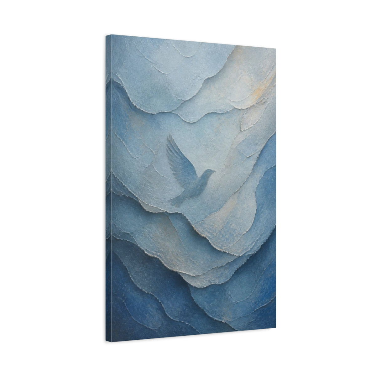 Side Mockup 2. Abstract Hidden Bird shown as canvas print