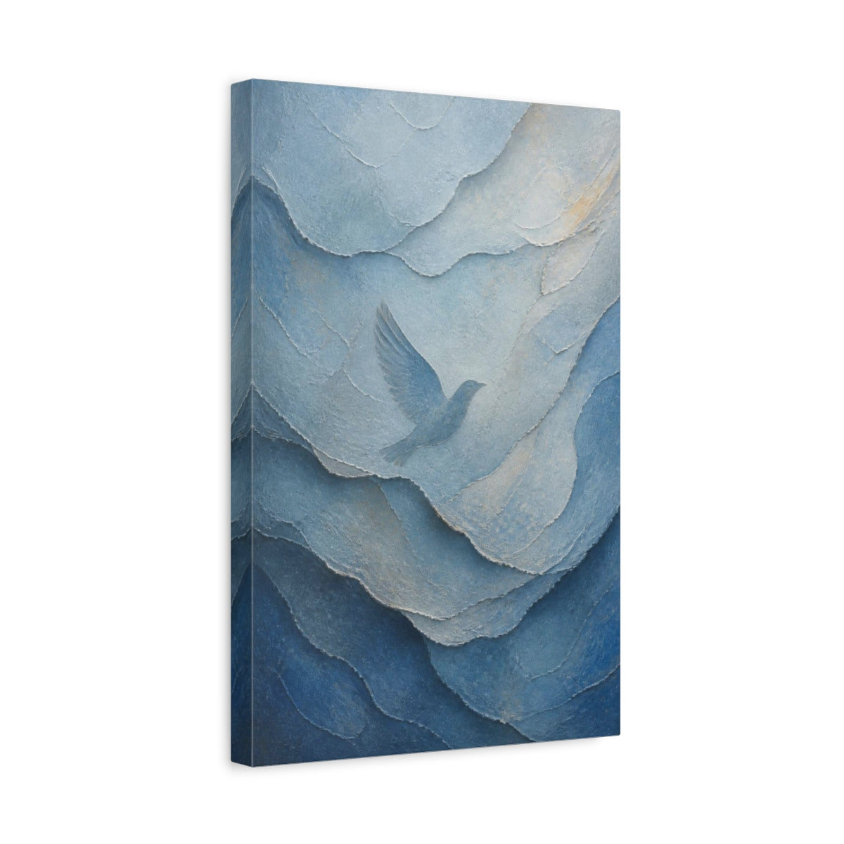 Side Mockup 4. Abstract Hidden Bird shown as canvas print