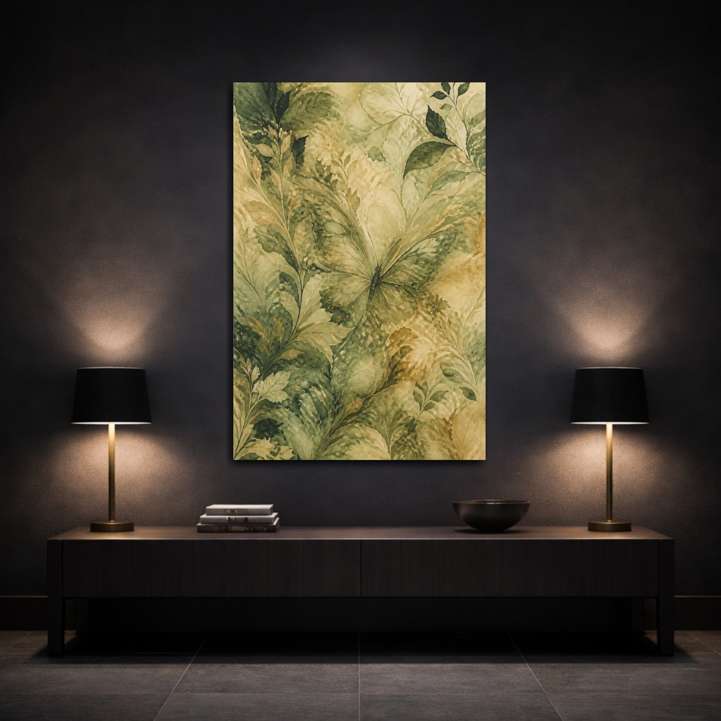 Mockup 3. Abstract Hidden Butterfly shown as canvas print