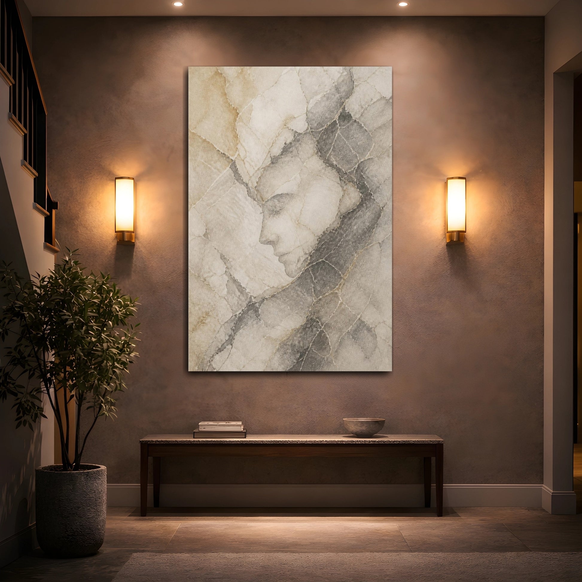 Mockup 2. Abstract Hidden Face Profile shown as canvas print