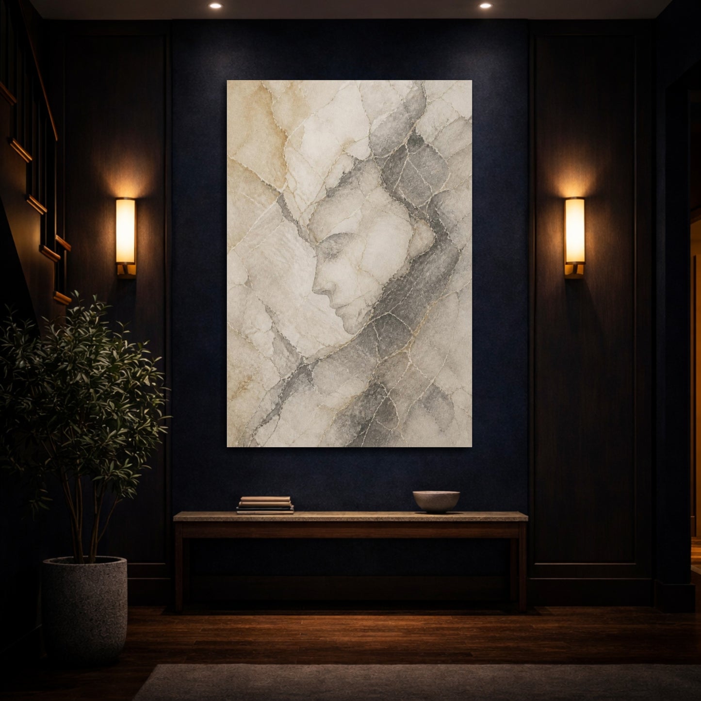 Mockup 4. Abstract Hidden Face Profile shown as canvas print