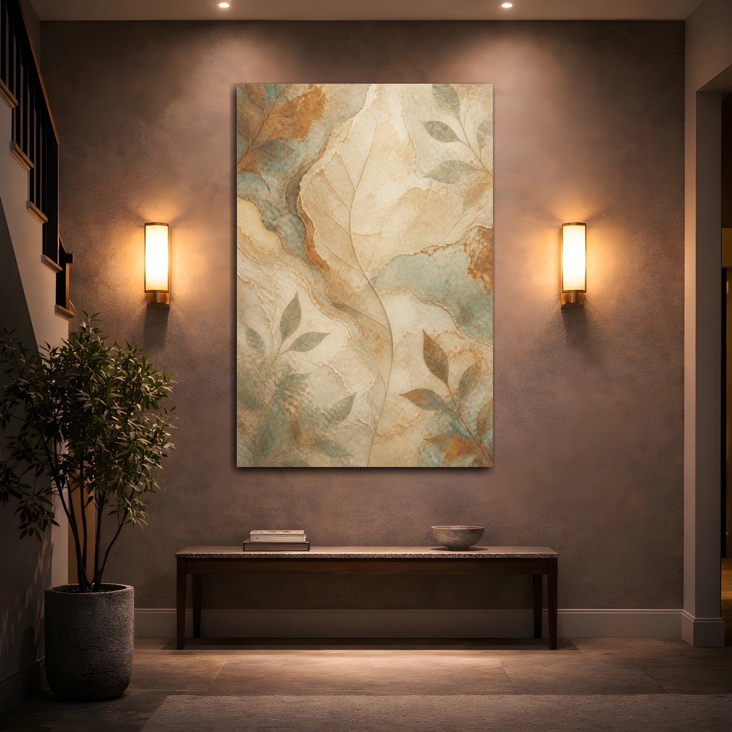 Mockup 2. Abstract Hidden Leaf Vein shown as canvas print