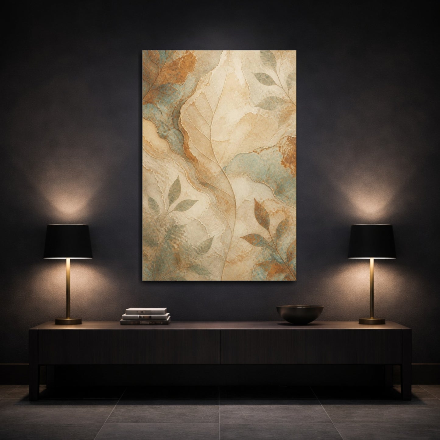 Mockup 3. Abstract Hidden Leaf Vein shown as canvas print
