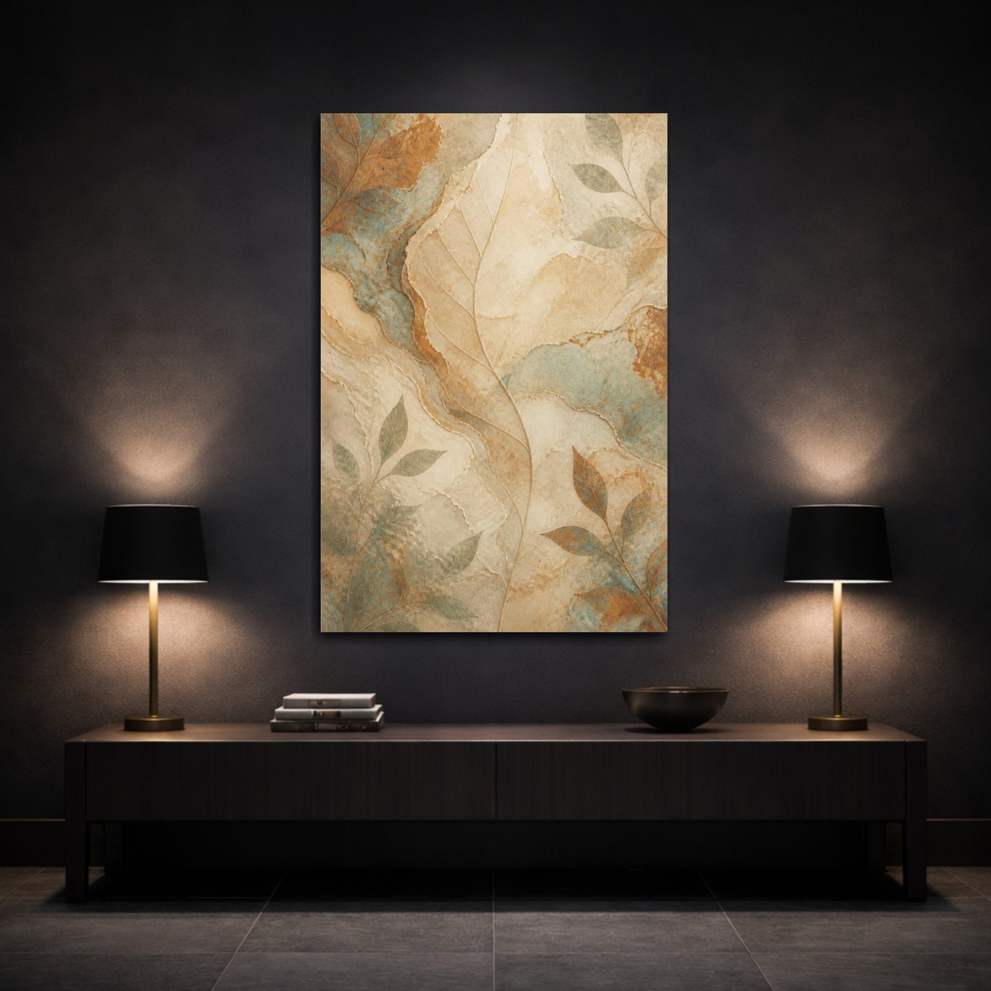 Mockup 3. Abstract Hidden Leaf Vein shown as canvas print