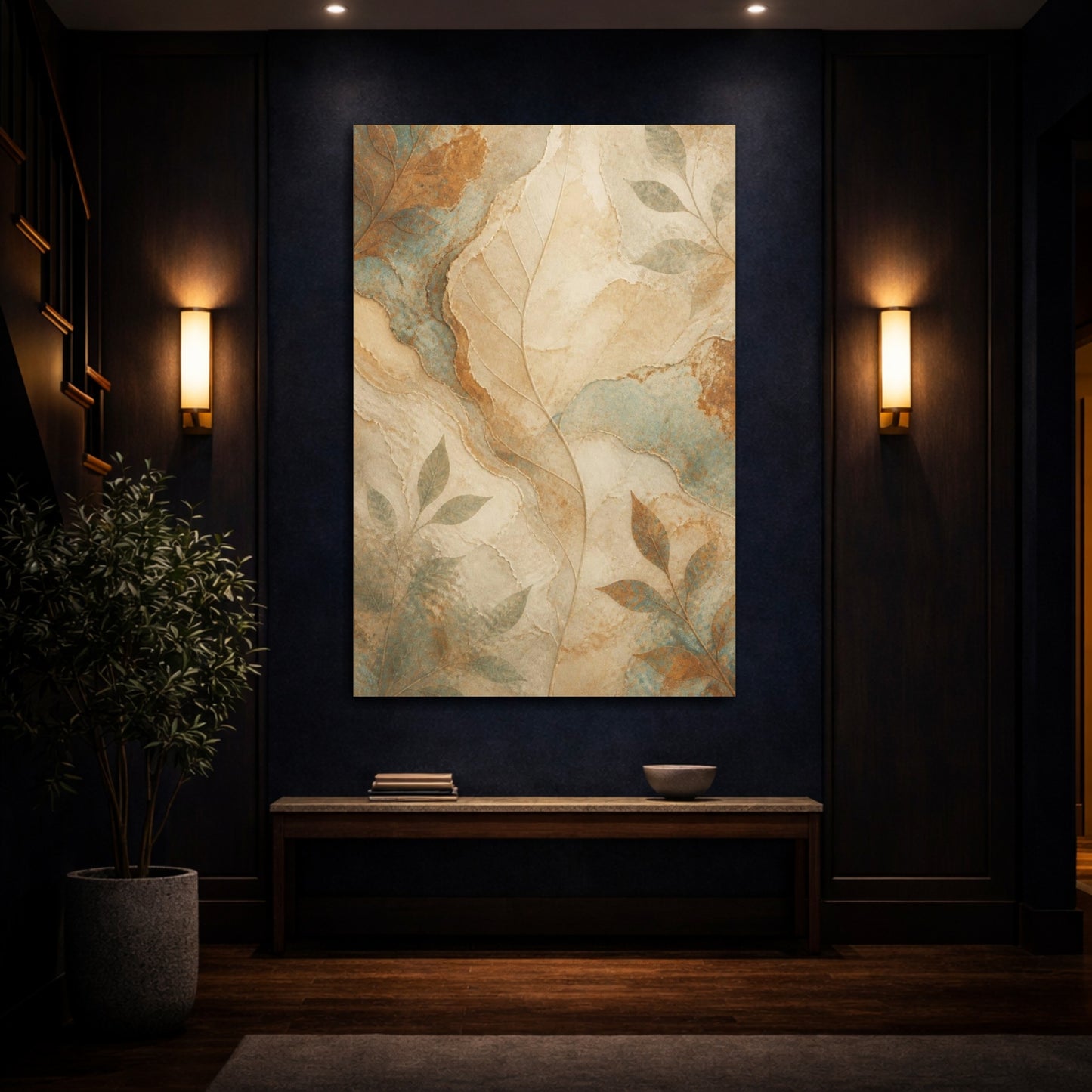 Mockup 4. Abstract Hidden Leaf Vein shown as canvas print