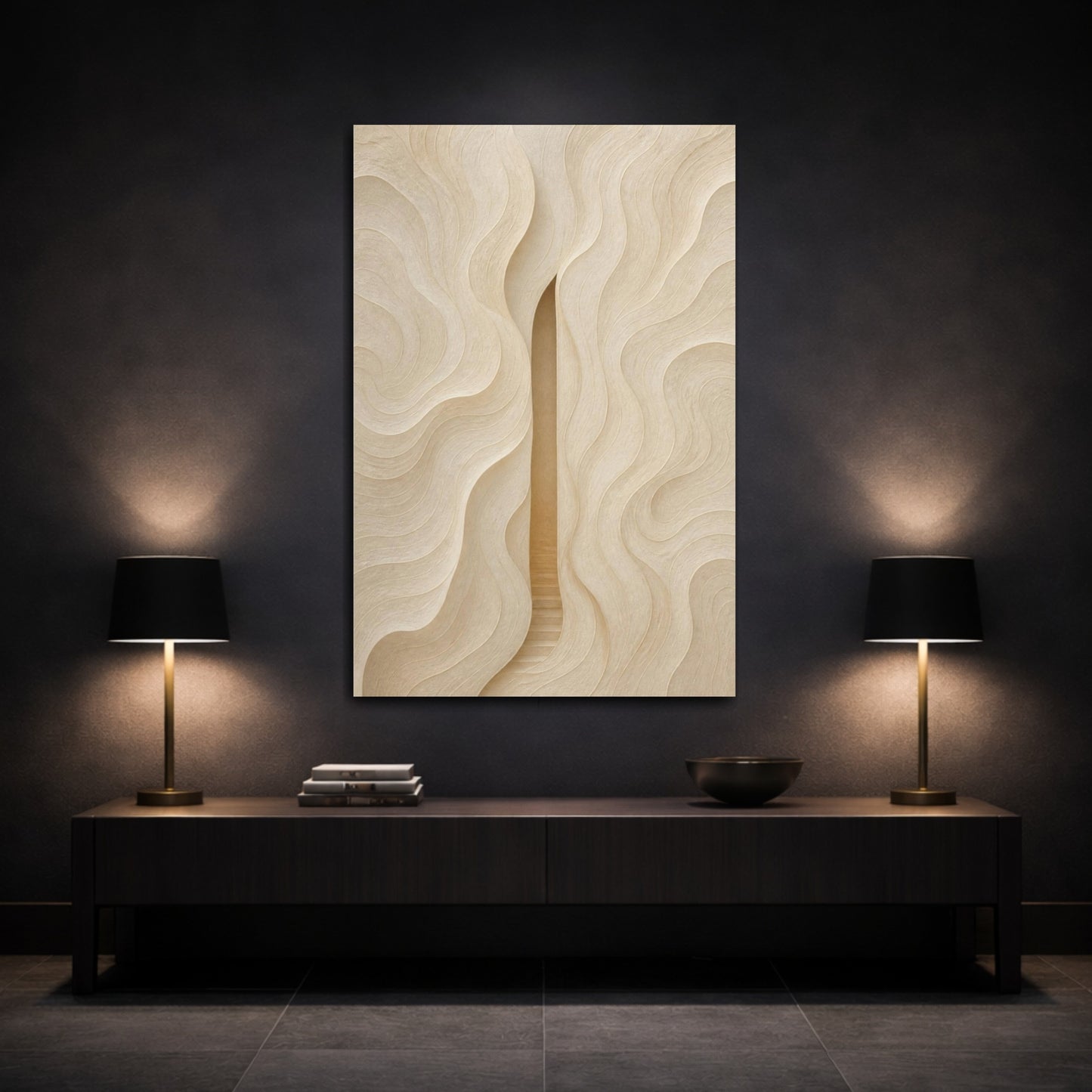Mockup 3. Abstract Hidden Passage shown as canvas print