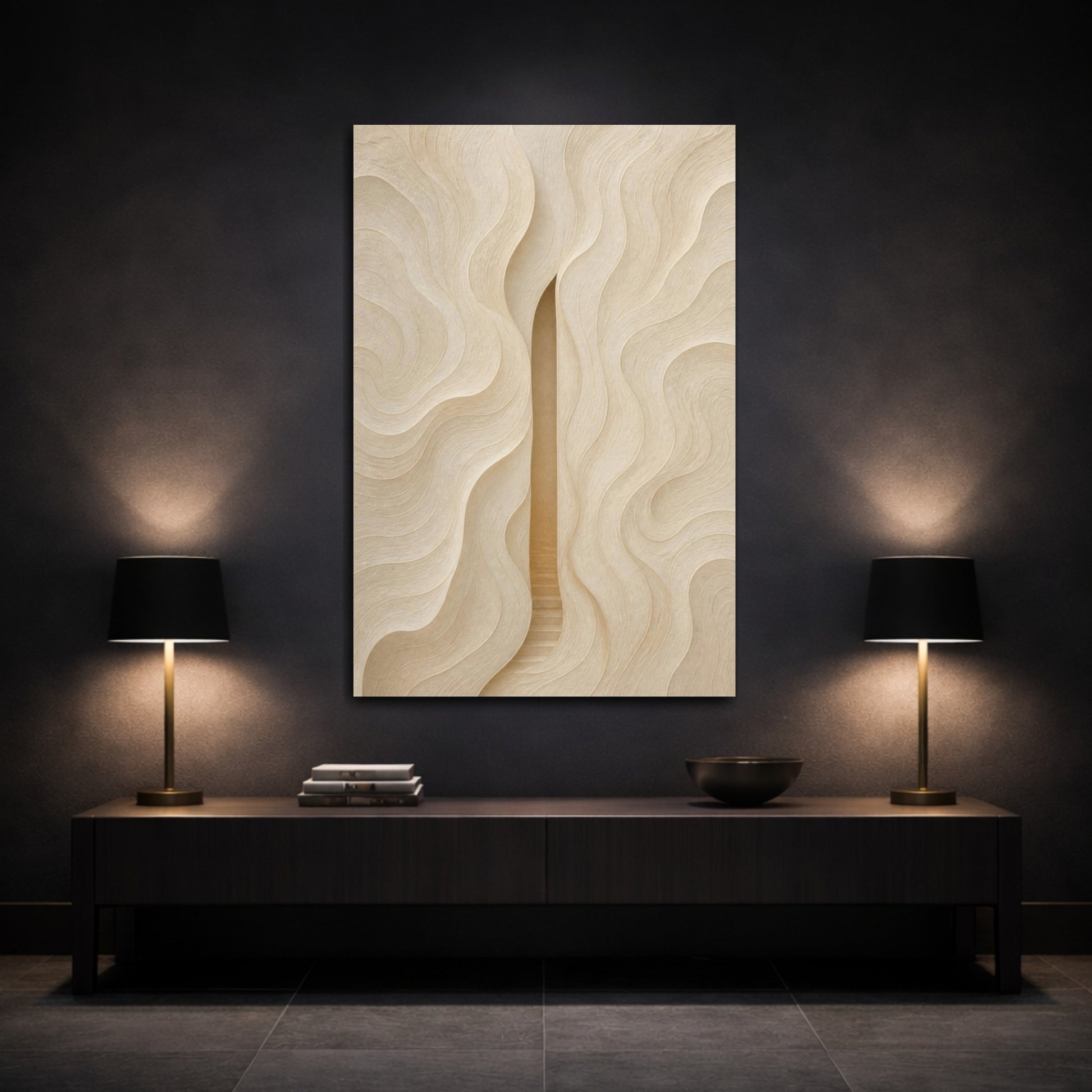 Mockup 3. Abstract Hidden Passage shown as canvas print