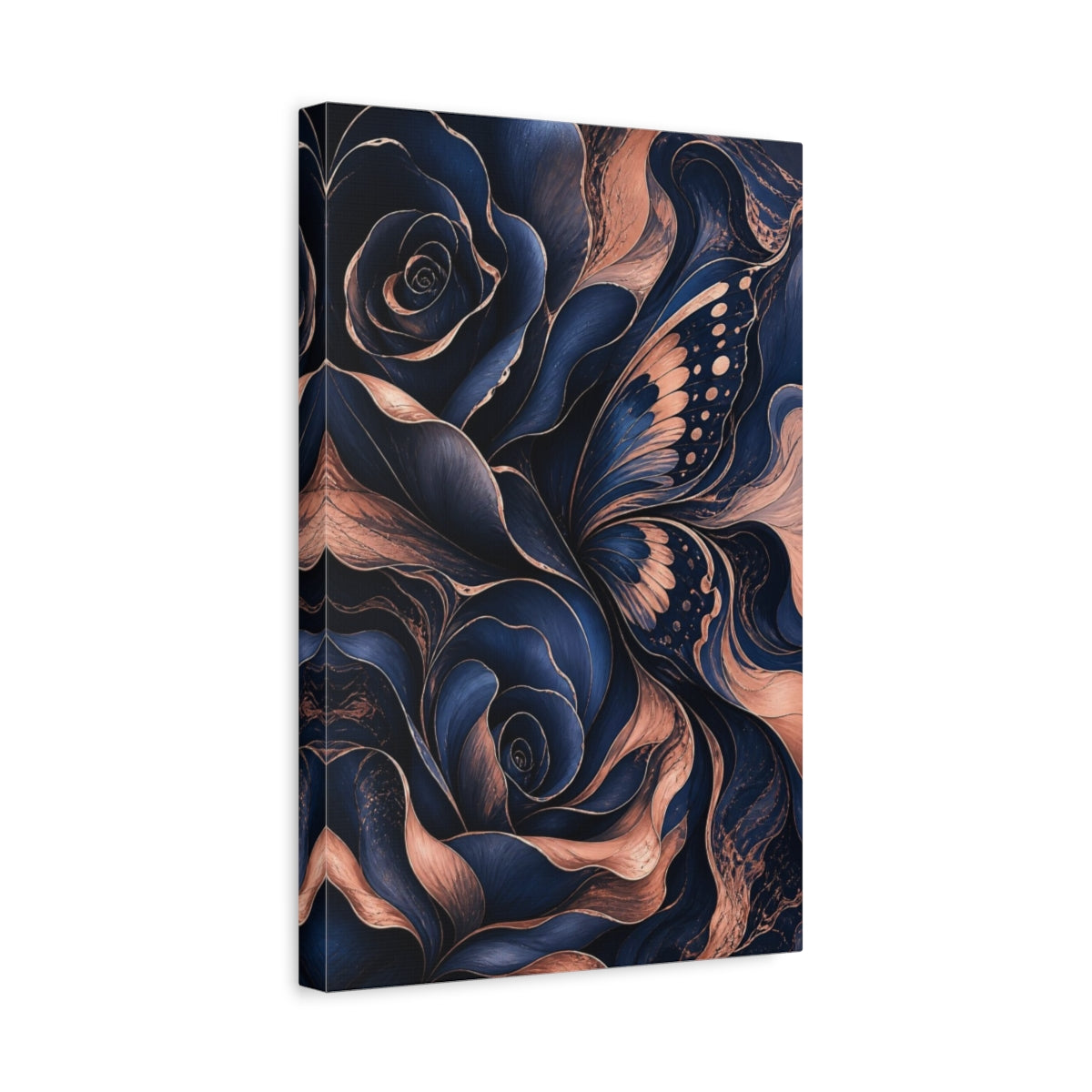 Side Mockup 4. Abstract Hidden Rose Wing shown as canvas print