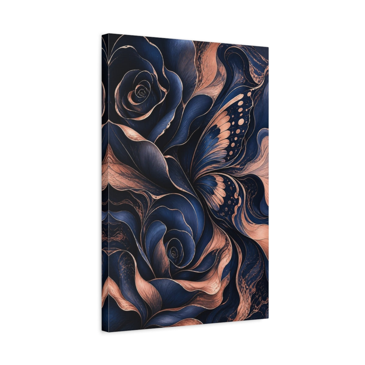 Side Mockup 3. Abstract Hidden Rose Wing shown as canvas print