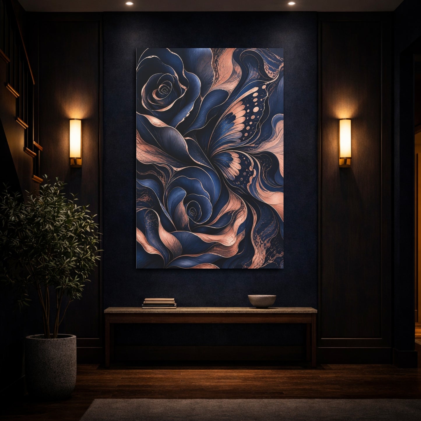 Mockup 4. Abstract Hidden Rose Wing shown as canvas print