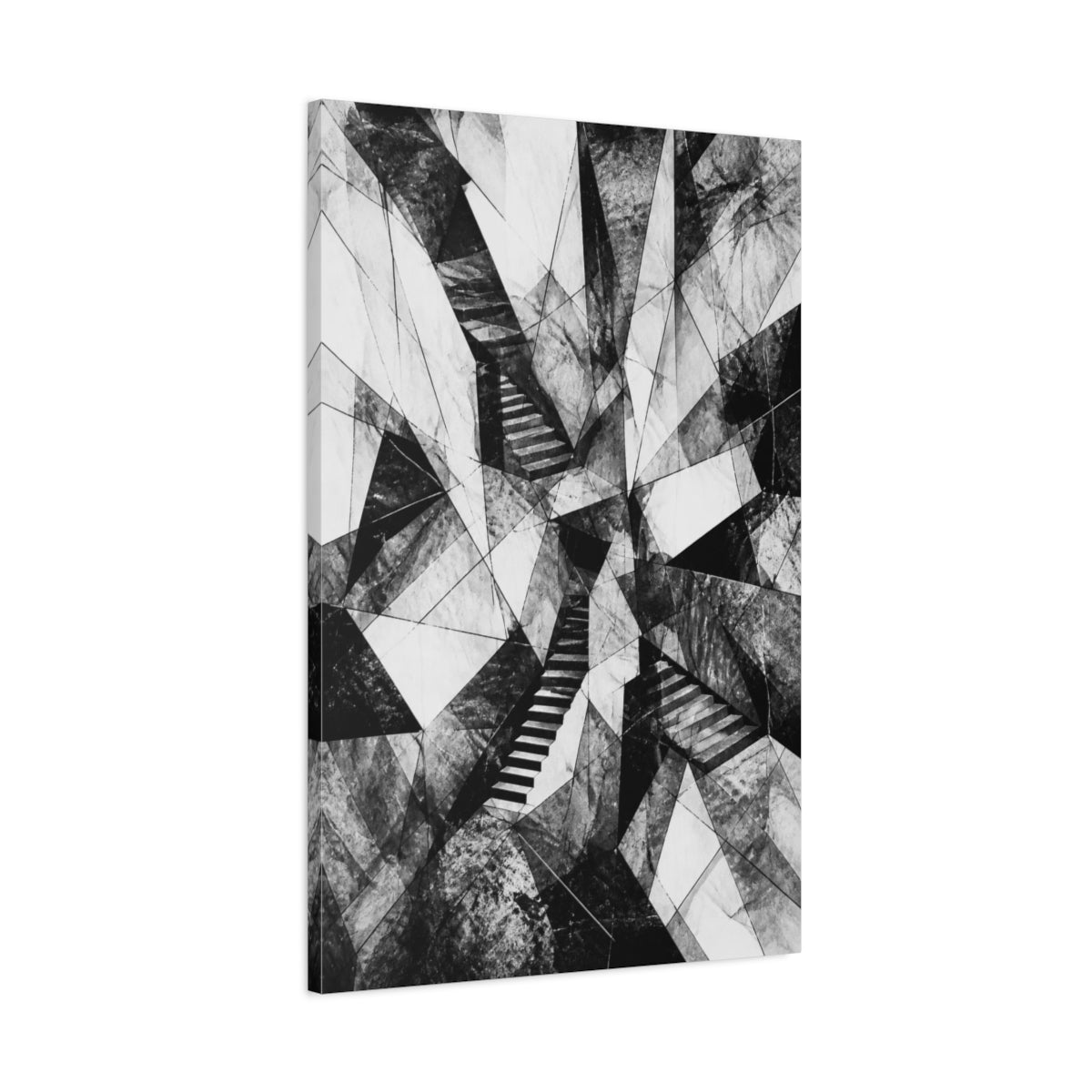 Main Mockup. Abstract Hidden Staircase shown as canvas print