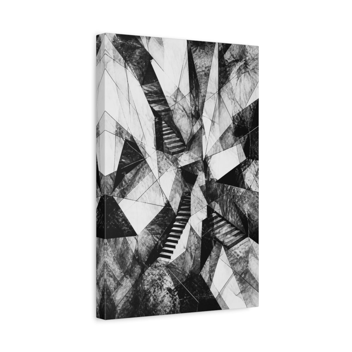 Side Mockup 4. Abstract Hidden Staircase shown as canvas print
