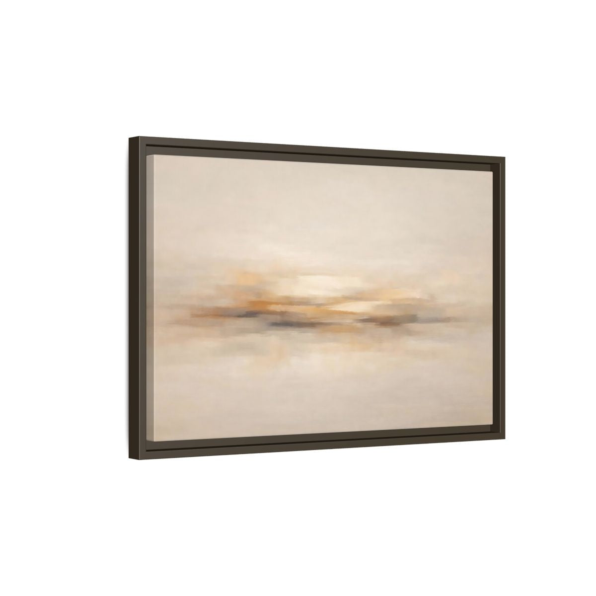 Side Mockup 2. Abstract Abstract Horizon Beige Abstract shown as stretched canvas wall art