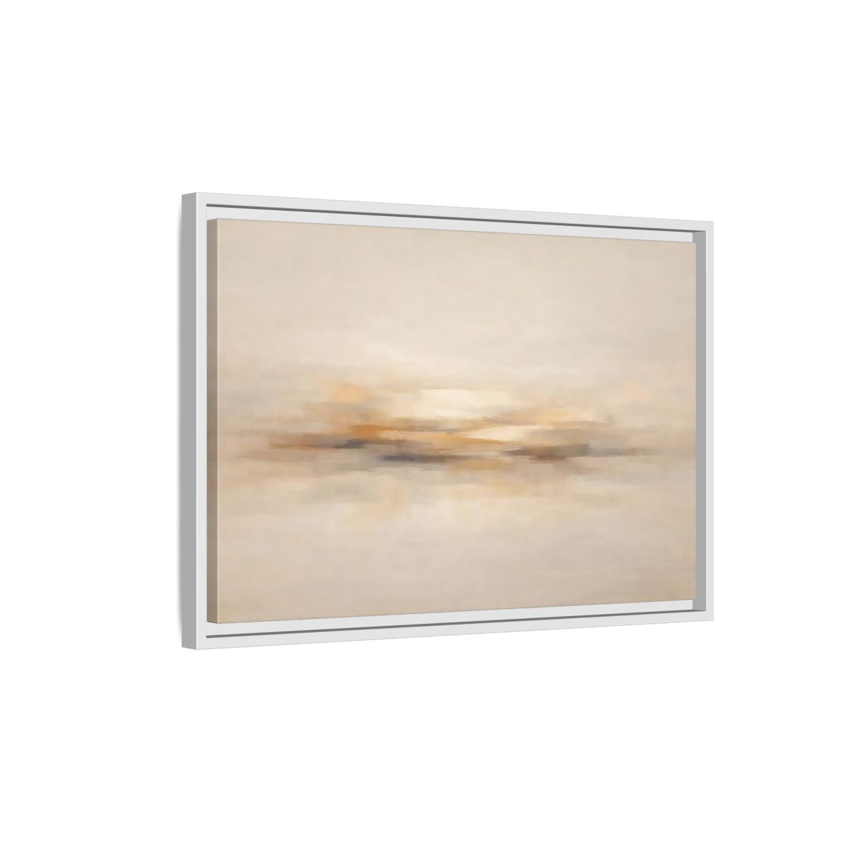 Side Mockup 1. Abstract Abstract Horizon Beige Abstract shown as stretched canvas wall art