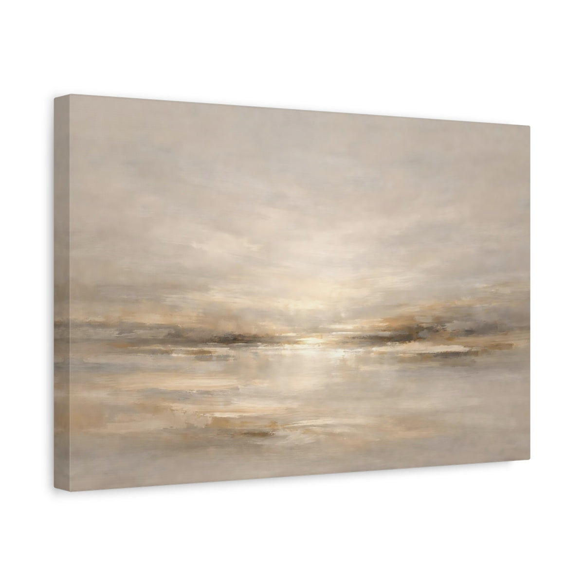 Side Mockup 4. Abstract Abstract Horizon Neutral Tones shown as stretched canvas wall art