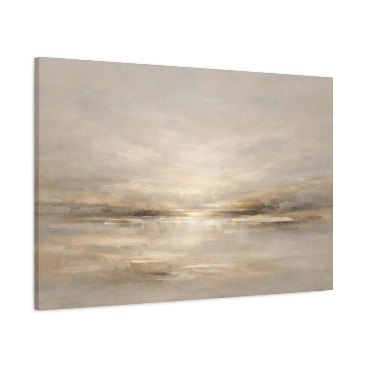 Side Mockup 1. Abstract Abstract Horizon Neutral Tones shown as stretched canvas wall art