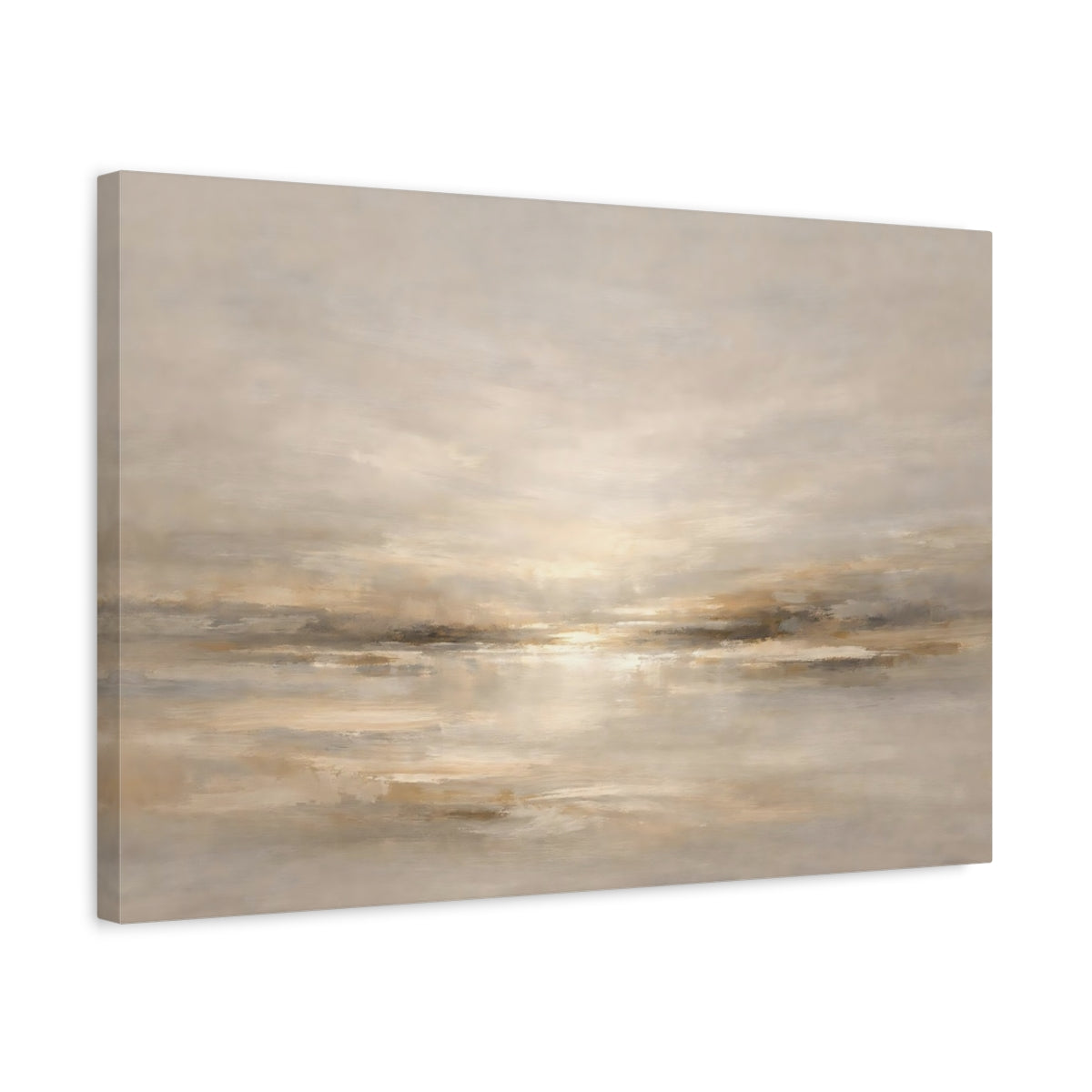 Side Mockup 3. Abstract Abstract Horizon Neutral Tones shown as stretched canvas wall art