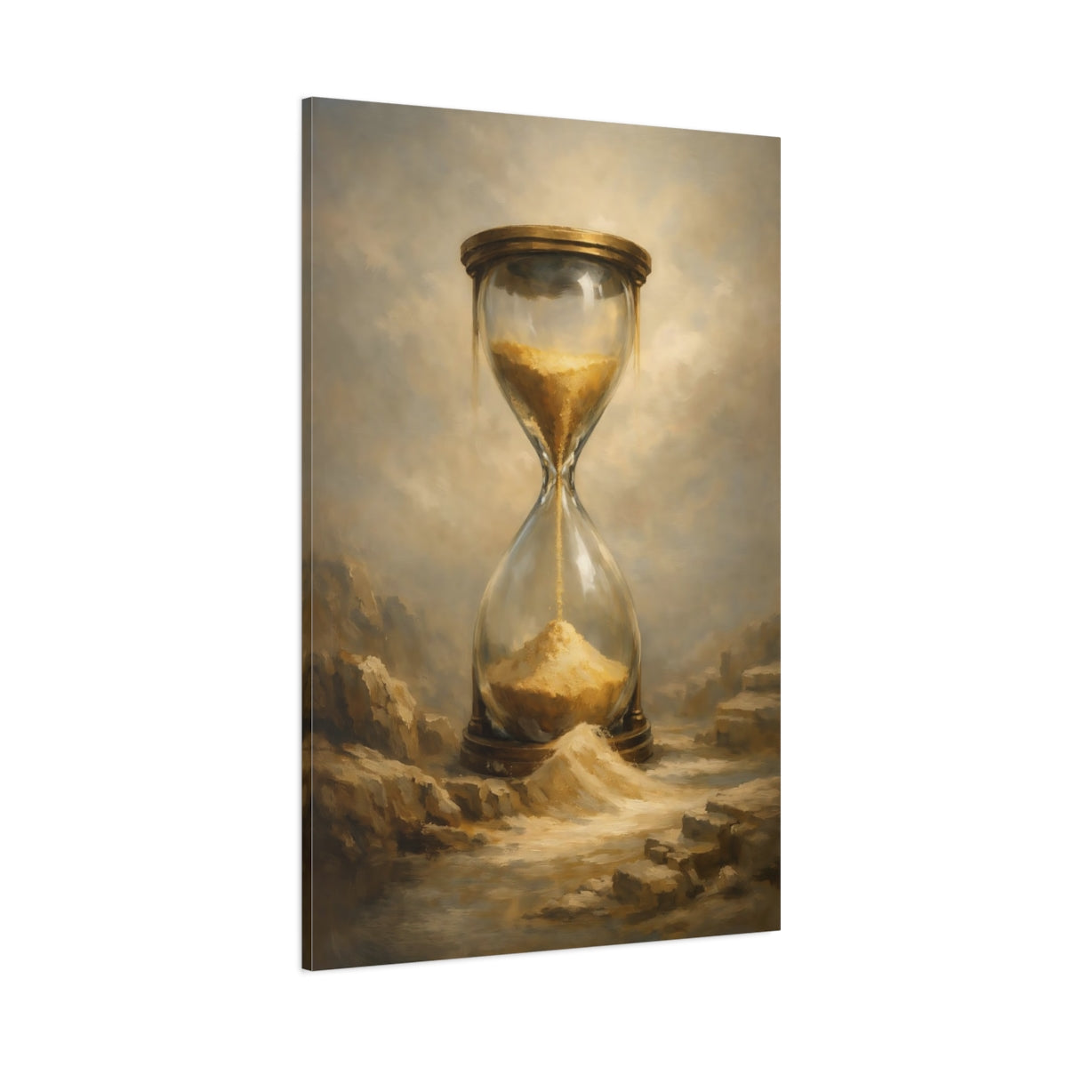 Main Mockup. Abstract Hourglass Gold Hourglass shown as stretched canvas wall art