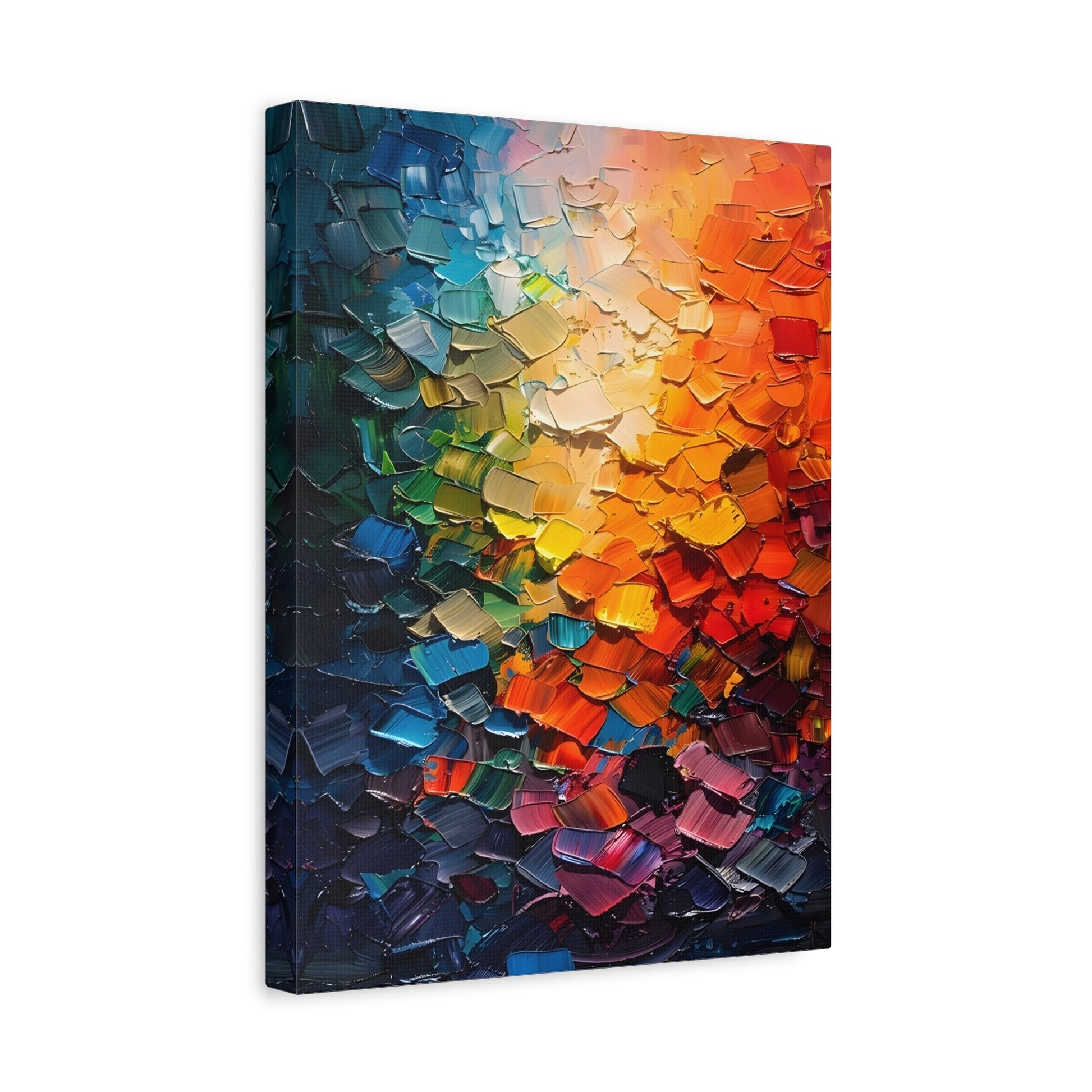 Abstract Impasto Canvas Print, Multicolored Palette Knife Textured Wall Art - YesArtYes