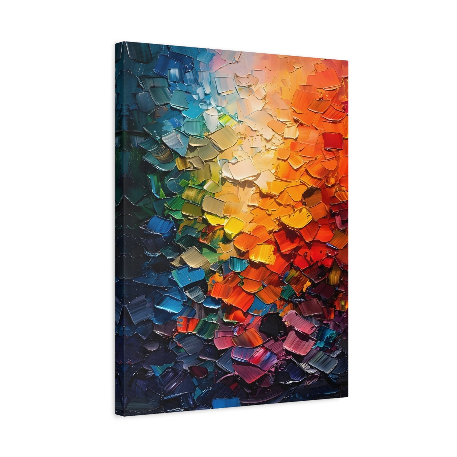 Abstract Impasto Canvas Print, Multicolored Palette Knife Textured Wall Art - YesArtYes