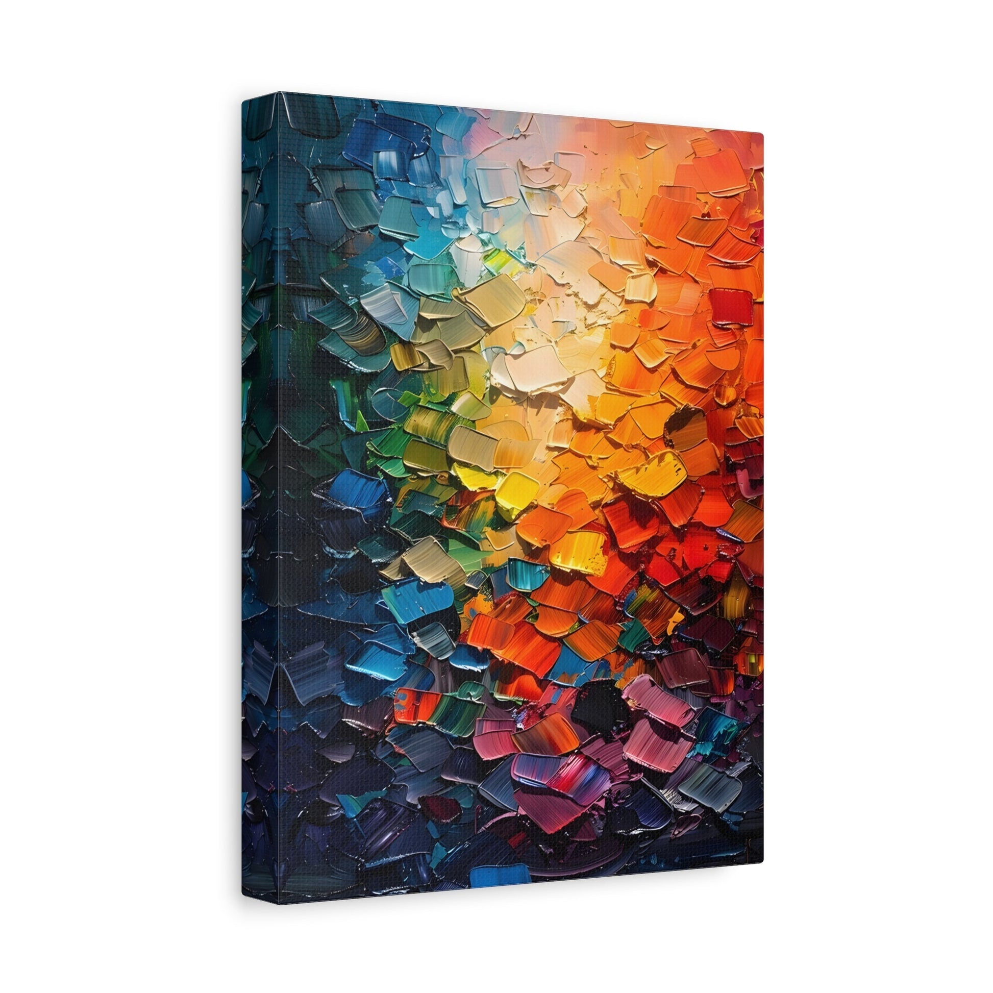 Abstract Impasto Canvas Print, Multicolored Palette Knife Textured Wall Art - YesArtYes