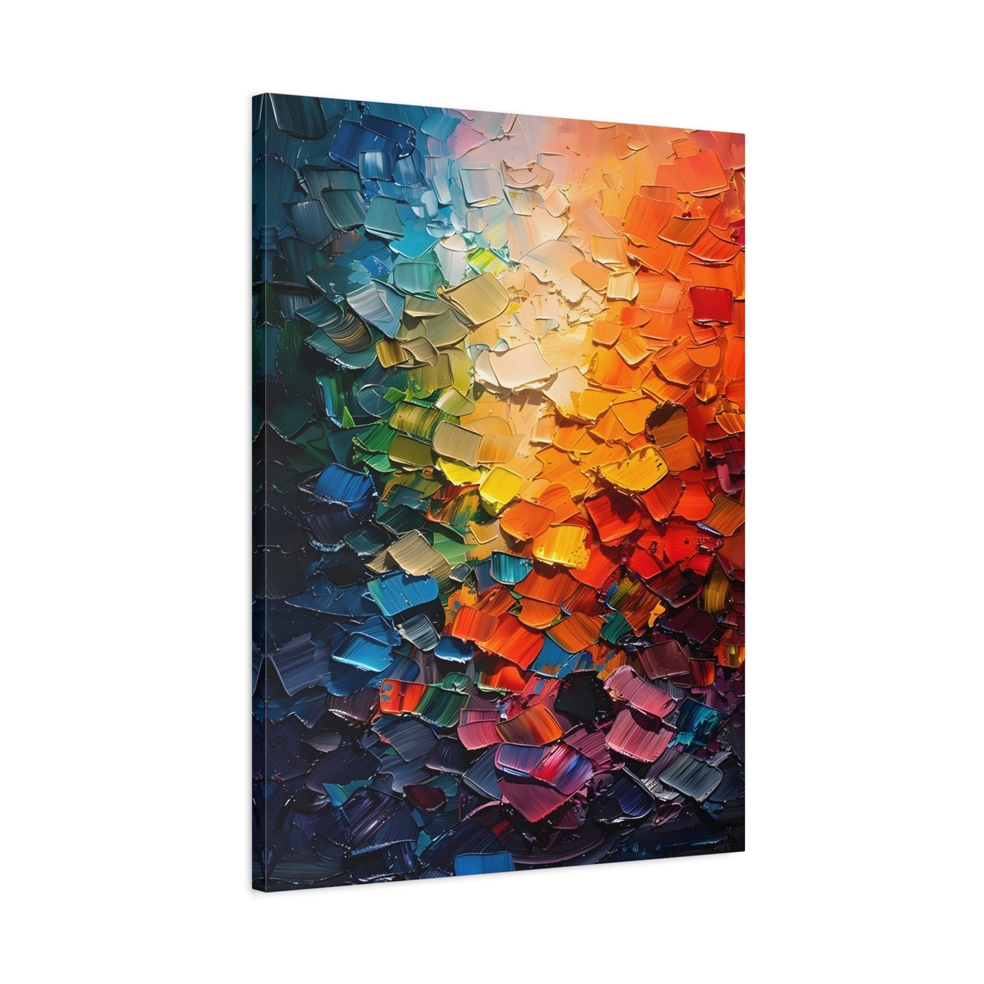 Abstract Impasto Canvas Print, Multicolored Palette Knife Textured Wall Art - YesArtYes