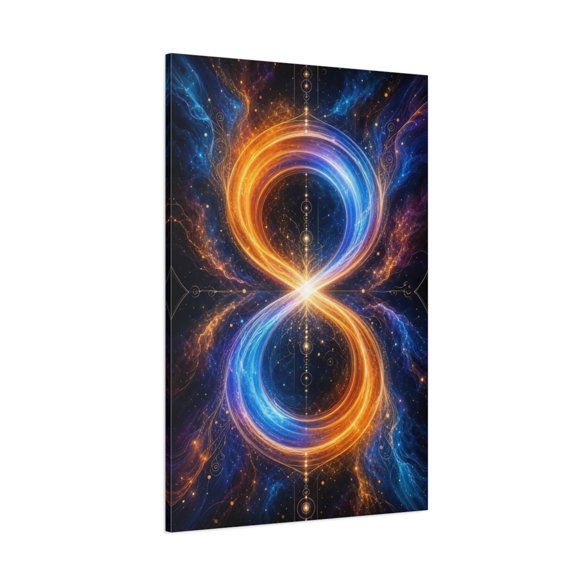 Abstract Infinity Symbol Orange And Blue Canvas Print – Decor for Living Room, Large Wall - YesArtYes