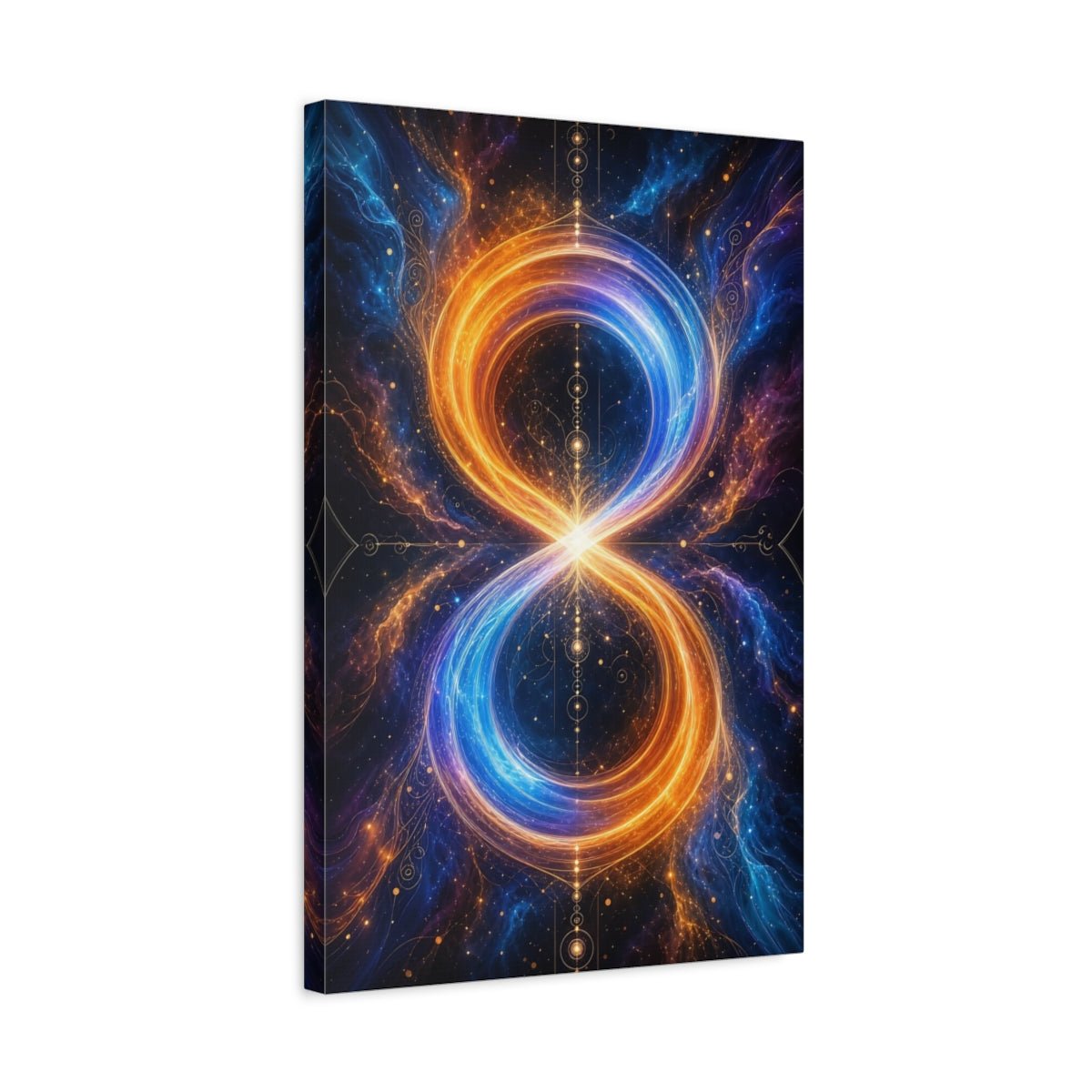 Abstract Infinity Symbol Orange And Blue Canvas Print – Decor for Living Room, Large Wall - YesArtYes