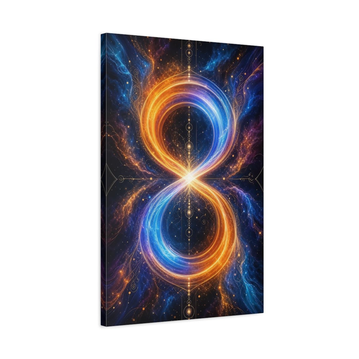 Abstract Infinity Symbol Orange And Blue Canvas Print – Decor for Living Room, Large Wall - YesArtYes