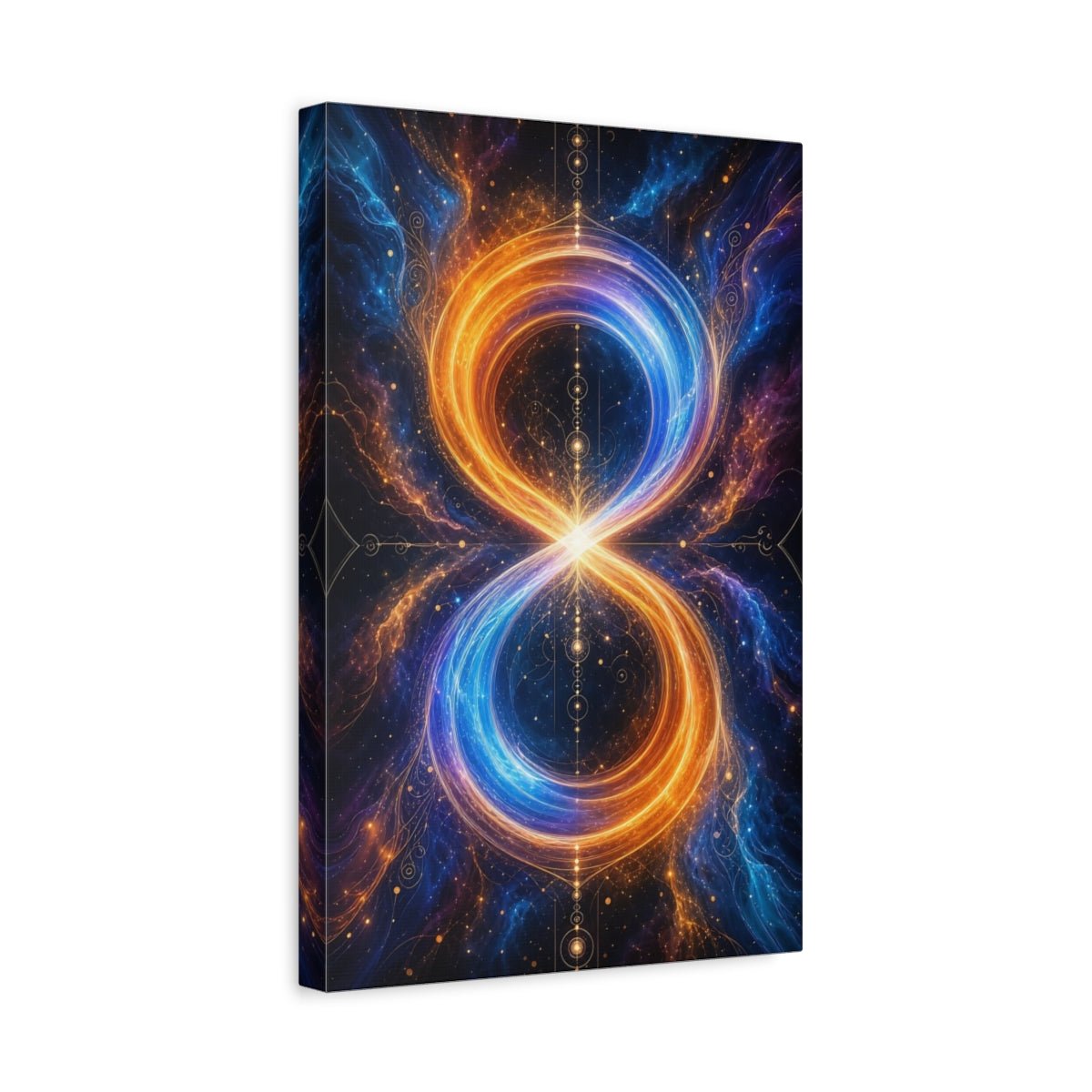 Abstract Infinity Symbol Orange And Blue Canvas Print – Decor for Living Room, Large Wall - YesArtYes