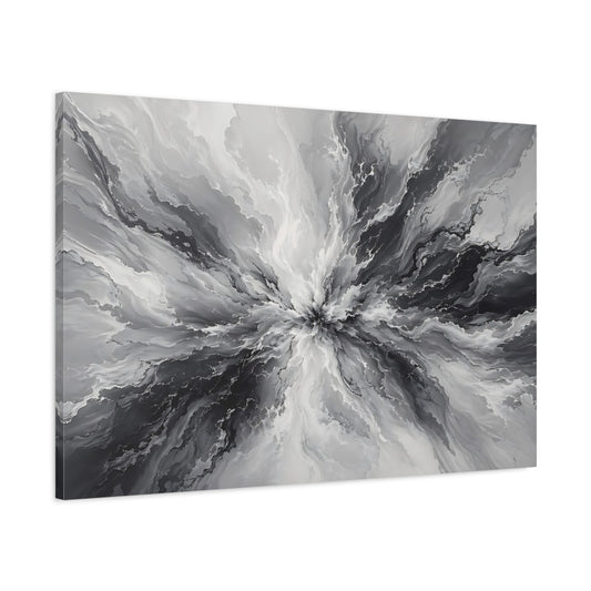 Main Mockup. Abstract Ink Explosion Monochrome Ink Abstract shown as stretched canvas wall art