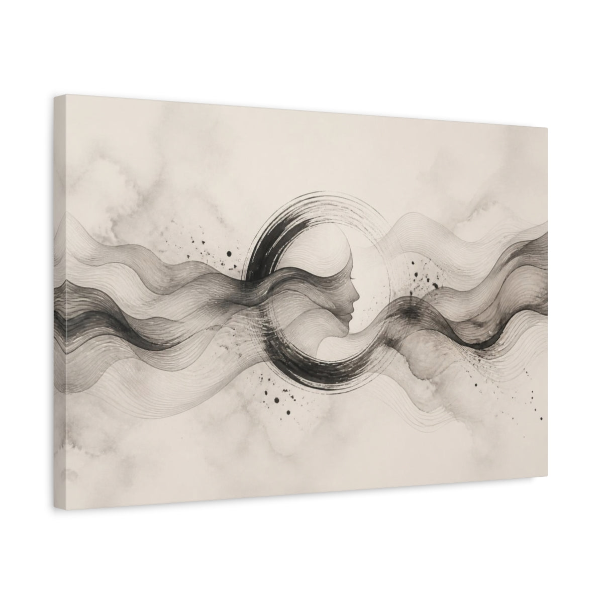 Side Mockup 3. Abstract Ink Profile shown as canvas print
