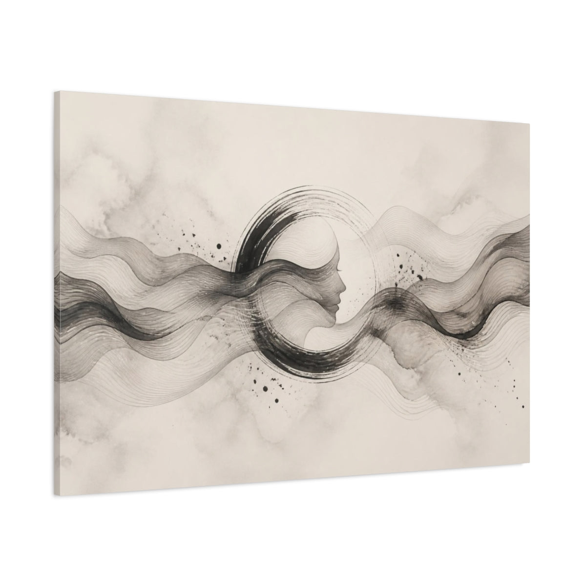 Side Mockup 1. Abstract Ink Profile shown as canvas print