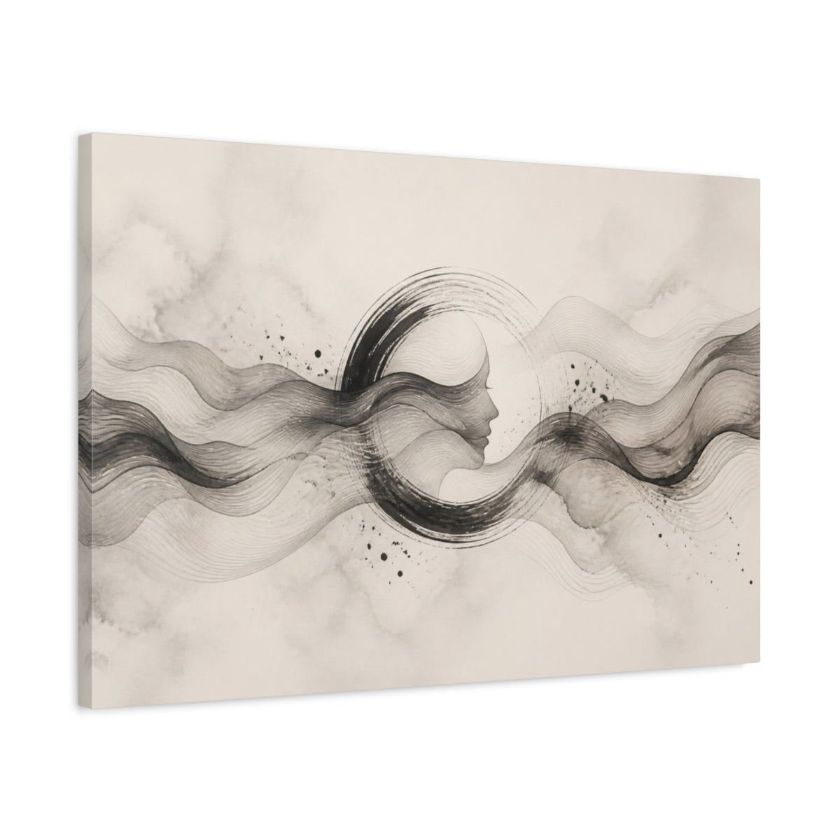 Side Mockup 2. Abstract Ink Profile shown as canvas print