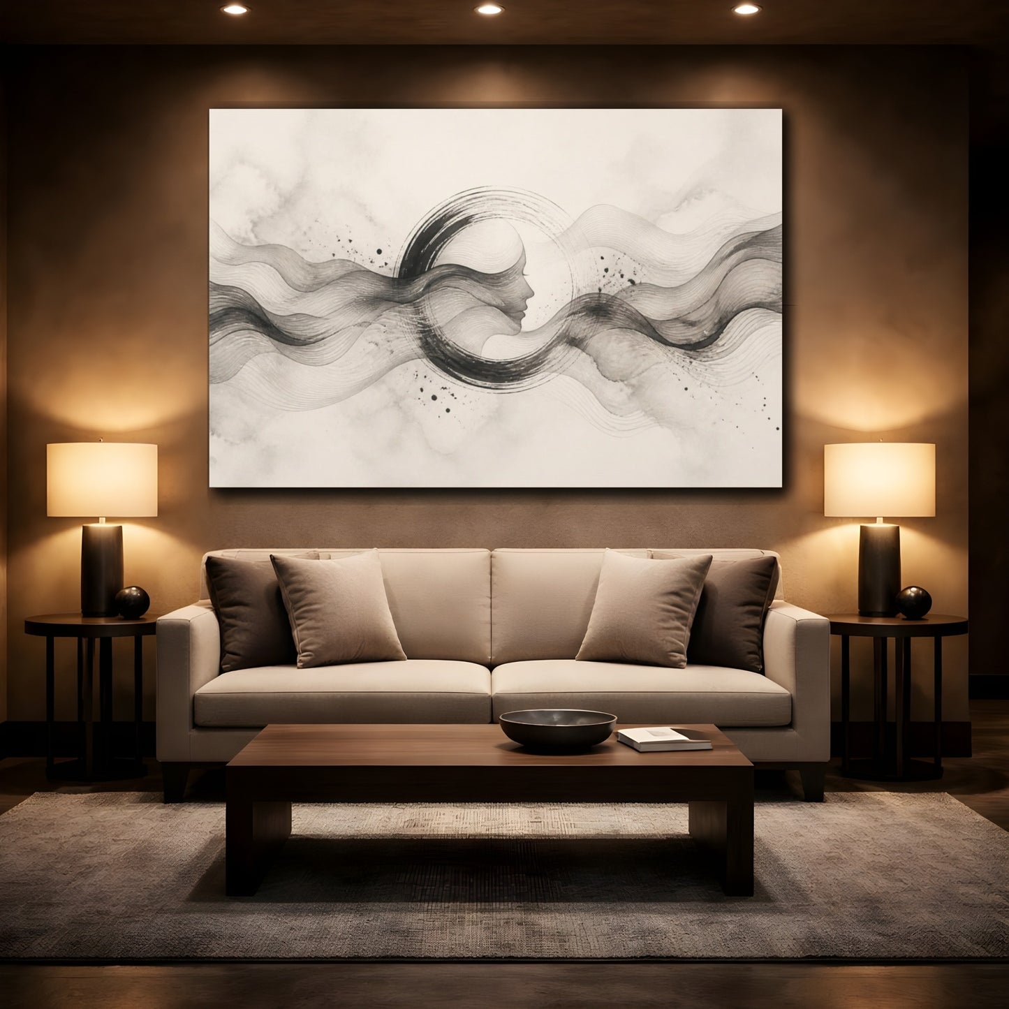 Mockup 2. Abstract Ink Profile shown as canvas print