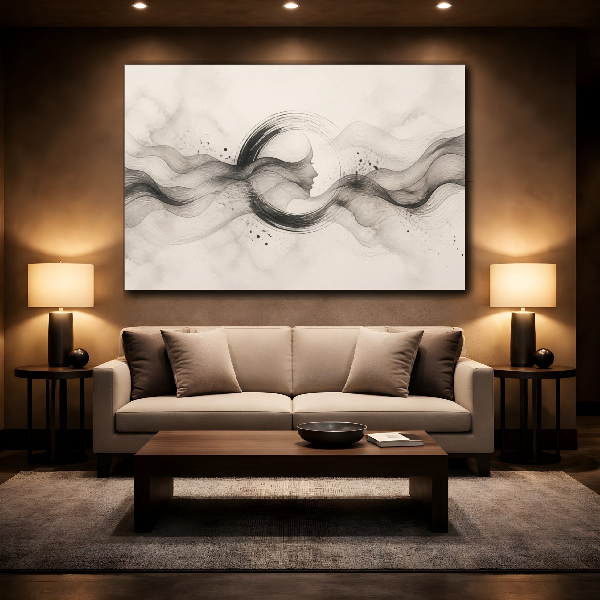 Mockup 2. Abstract Ink Profile shown as canvas print
