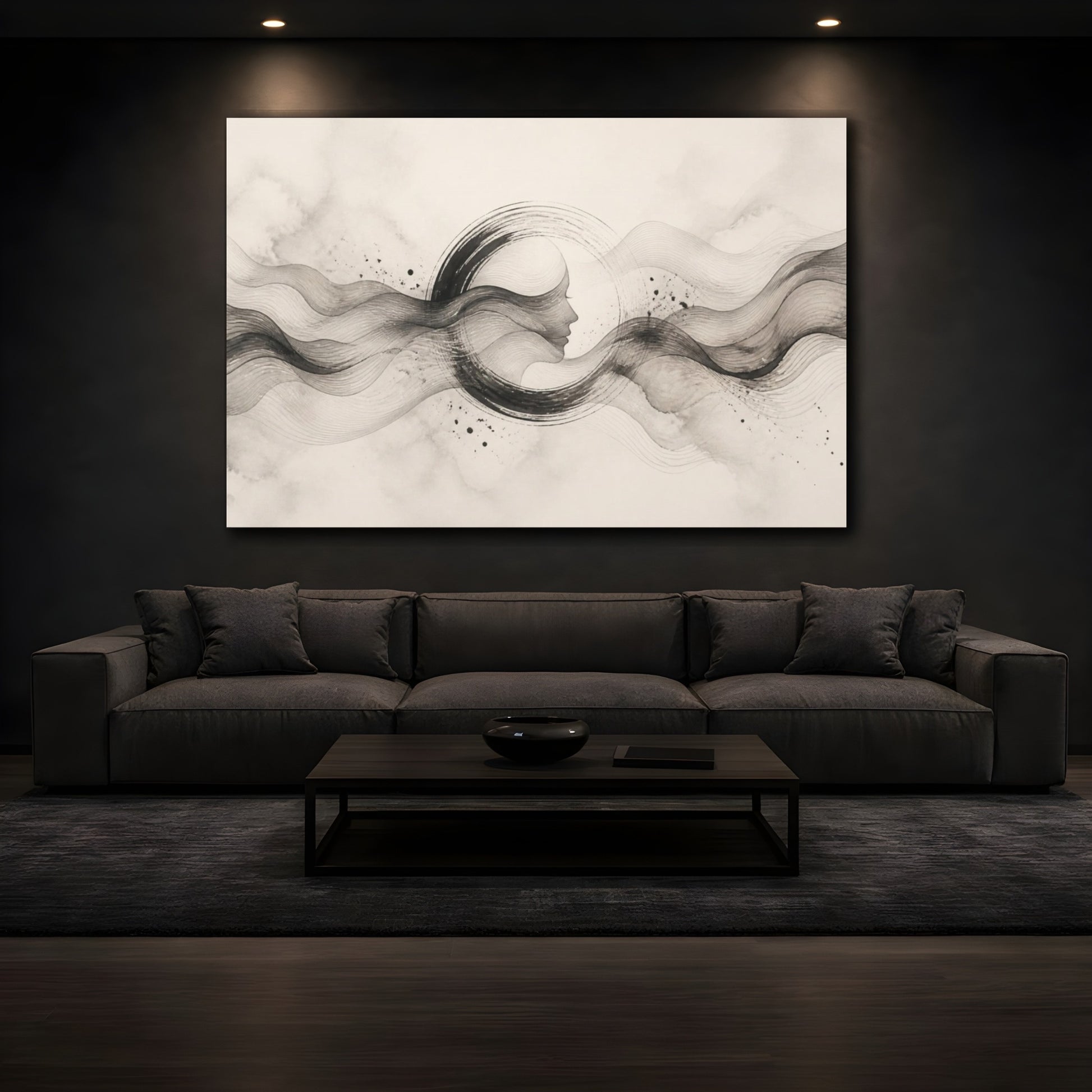 Mockup 3. Abstract Ink Profile shown as canvas print