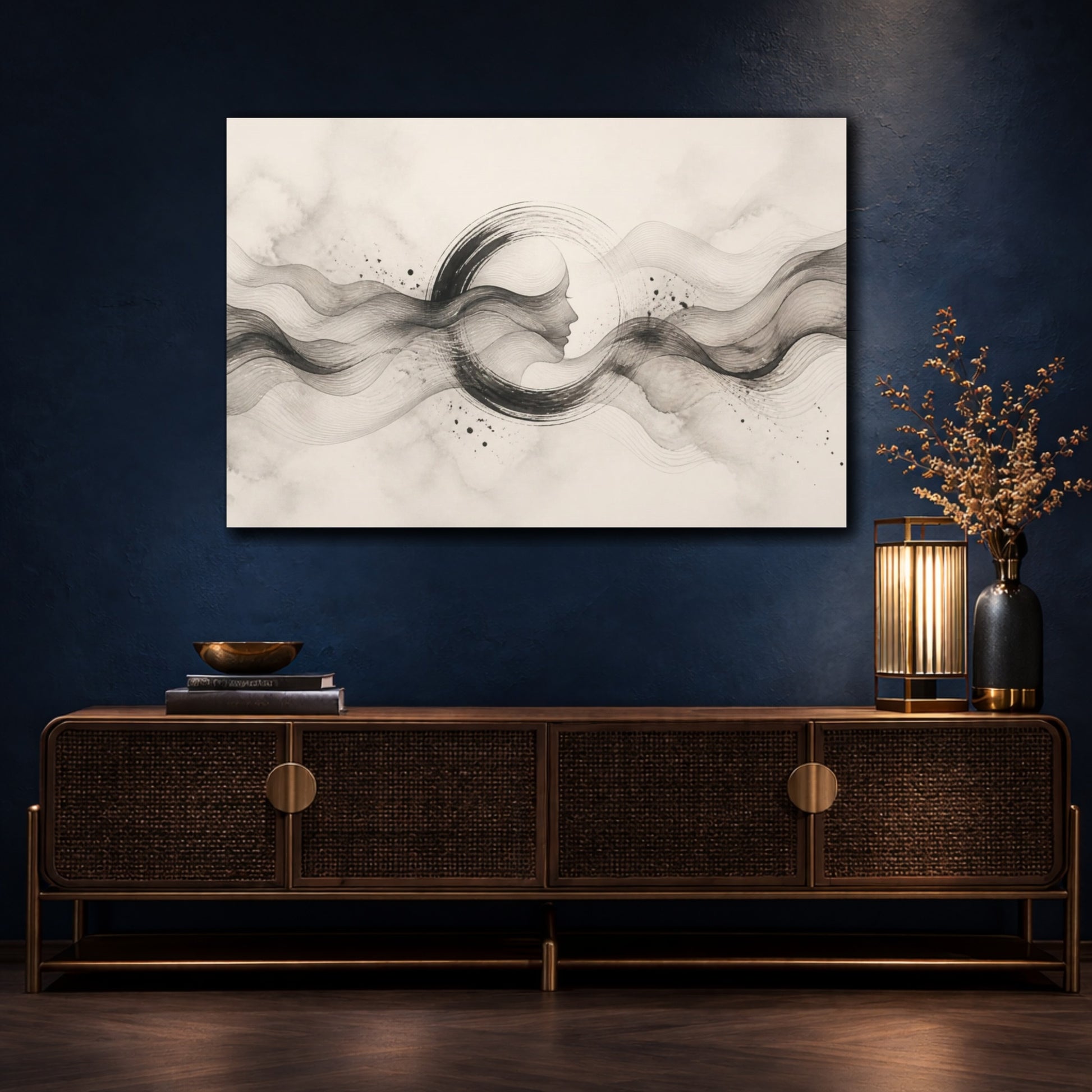 Mockup 4. Abstract Ink Profile shown as canvas print