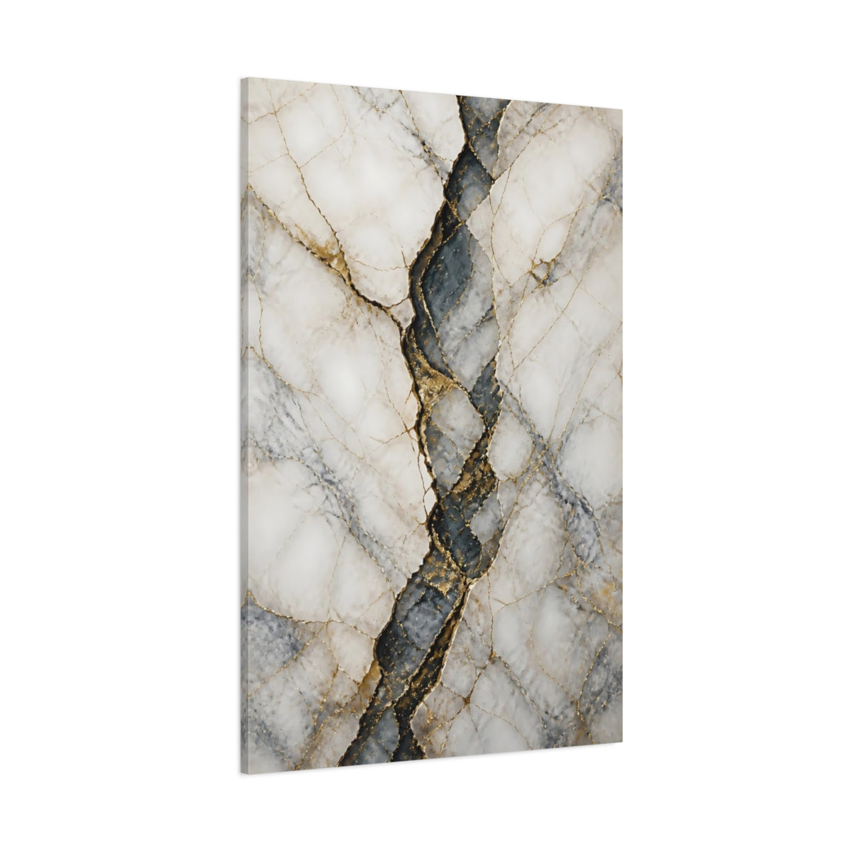 Side Mockup 1. Abstract Kintsugi Art Kintsugi Gold shown as stretched canvas wall art