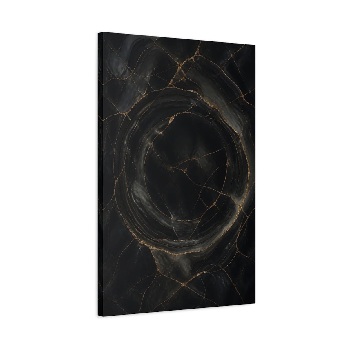 Abstract Kintsugi Marble Black Gold Canvas Print – Living Room, Above Fireplace - YesArtYes