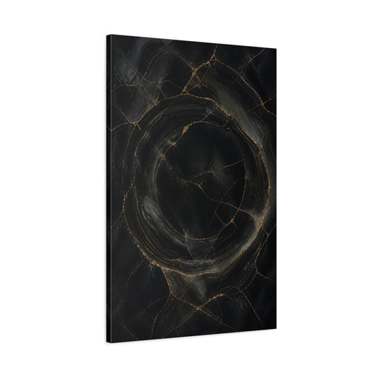 Abstract Kintsugi Marble Black Gold Canvas Print – Living Room, Above Fireplace - YesArtYes