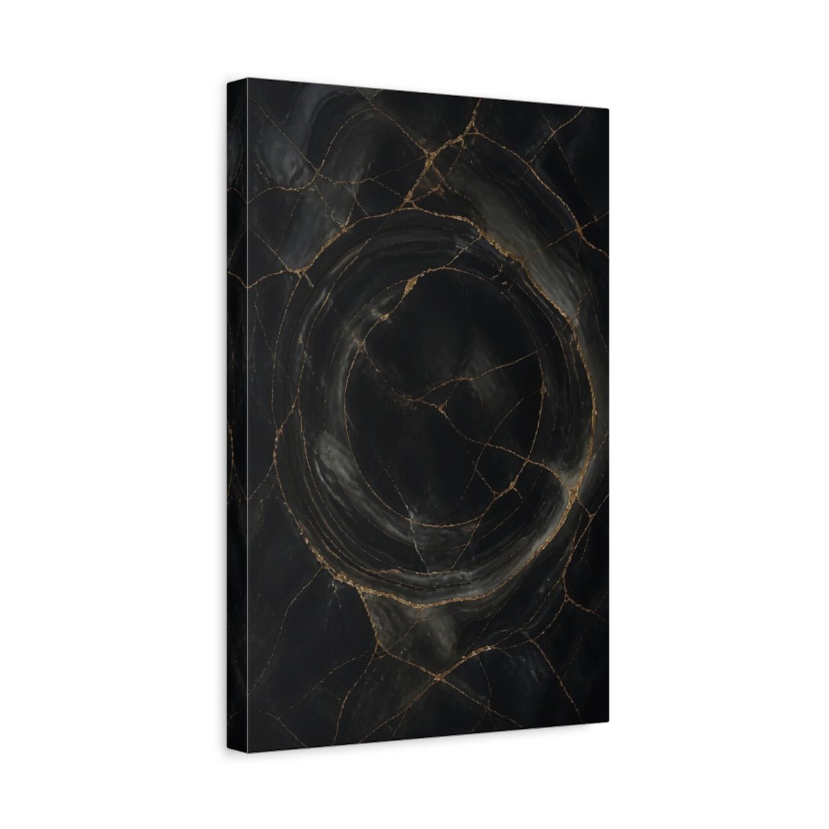 Abstract Kintsugi Marble Black Gold Canvas Print – Living Room, Above Fireplace - YesArtYes
