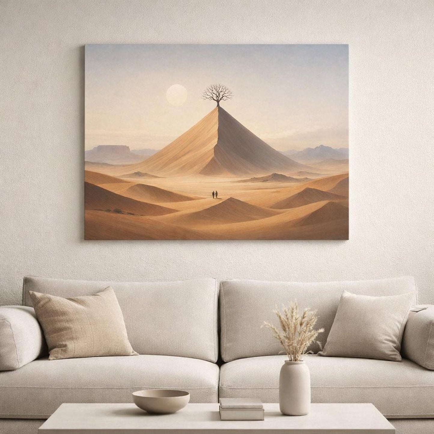 Abstract Landscape Desert shown as canvas wall art in a luxury executive office