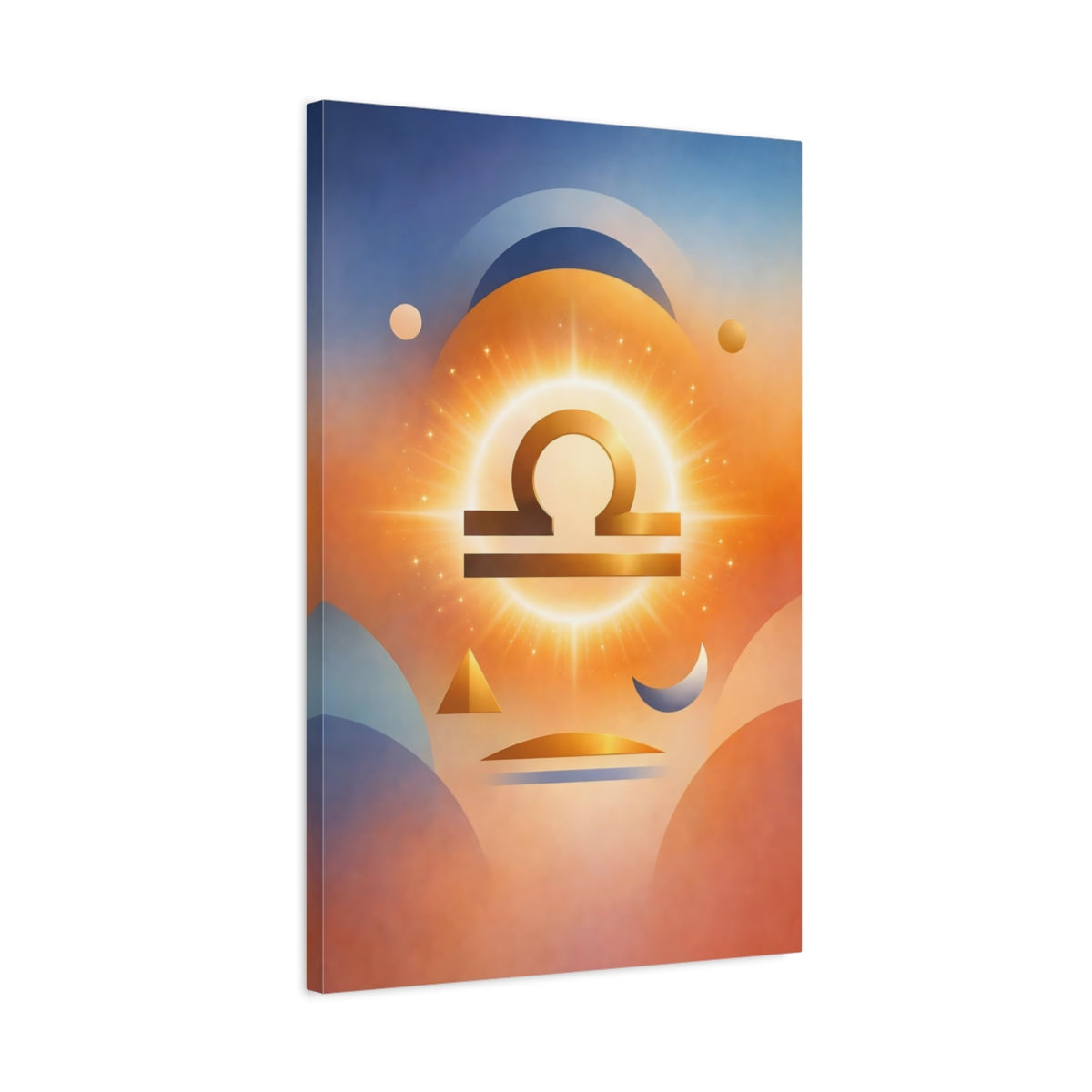 Side Mockup 2. Abstract Libra Symbol Libra Astrology shown as stretched canvas wall art