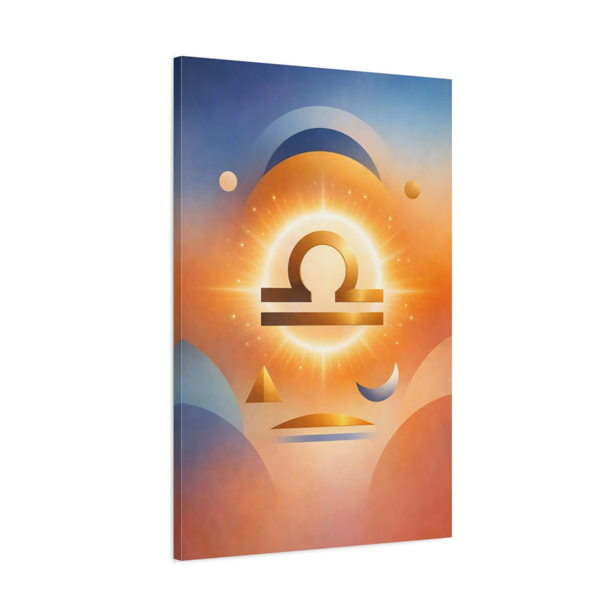 Side Mockup 1. Abstract Libra Symbol Libra Astrology shown as stretched canvas wall art