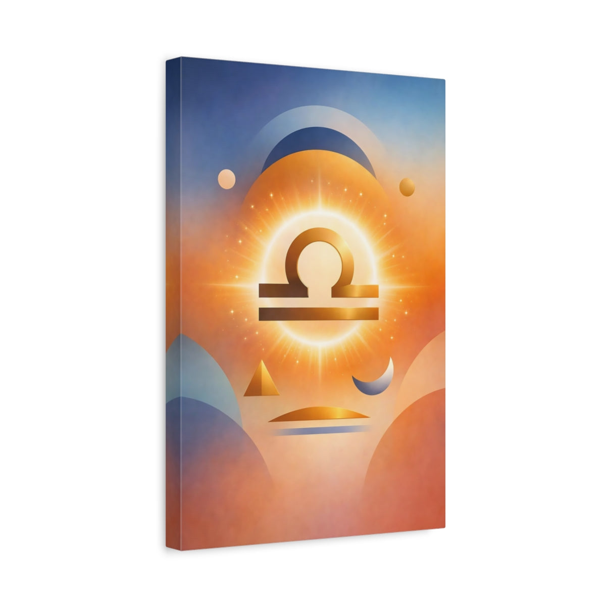 Side Mockup 4. Abstract Libra Symbol Libra Astrology shown as stretched canvas wall art