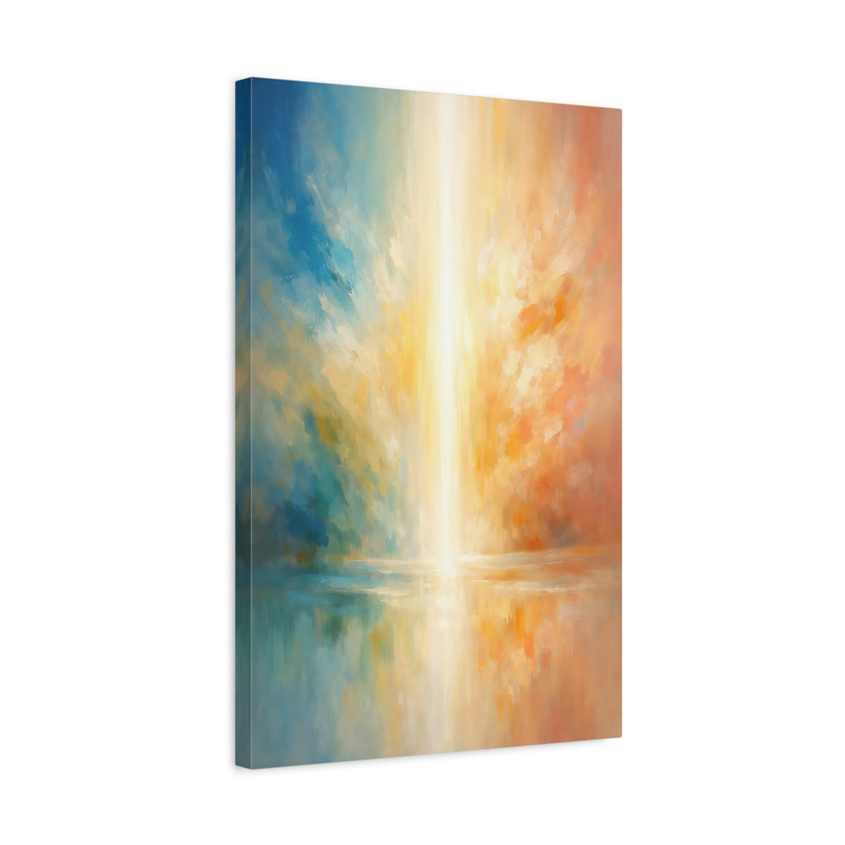 Side Mockup 3. Abstract Light Beam Abstract Light Reflection shown as stretched canvas wall art