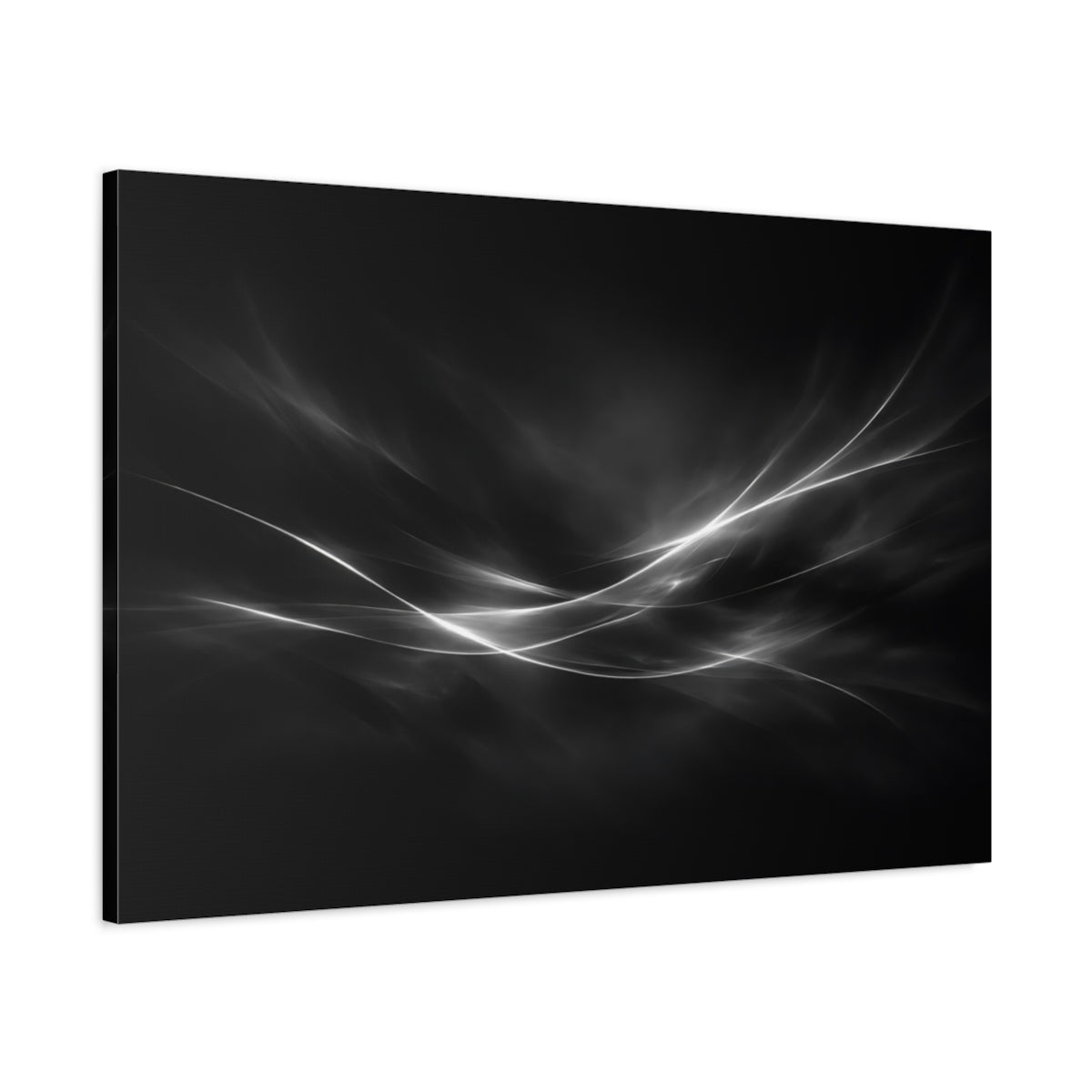 Side Mockup 1. Abstract Abstract Light Black White Abstract shown as stretched canvas wall art